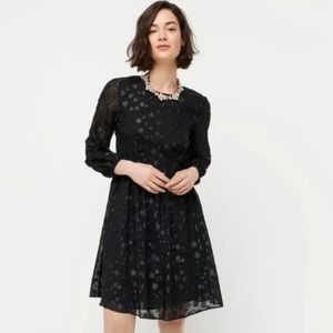 J. Crew Black A-Line Metallic Dot Jacquard Dress
